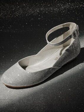 Dream Pairs Women's Silver Glitter Flat Low Wedge Round Toe Strap Dress Shoes